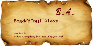 Bogdányi Alexa névjegykártya